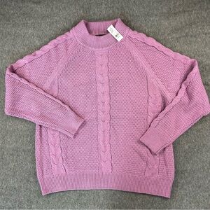 NWT Women's Cable Knit Mock Neck Sweater Size XXL Color Gentle Mauve
